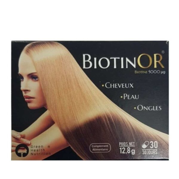 Biotinor Complément Alimentaire Contre Chute De Cheveux, Peau, Et Ongles –  Boite De 30 Gélules